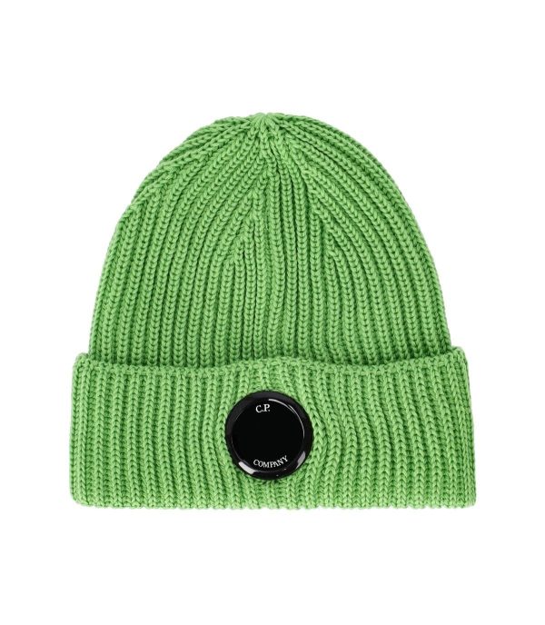 C.P. COMPANY GREEN RIBBED BEANIE