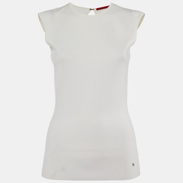 CH Carolina Herrera Off White Knit Open Back Top XS