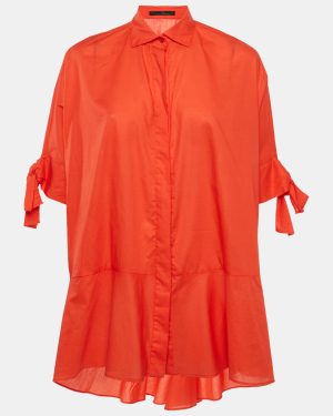 CH Carolina Herrera Red Cotton Oversized Blouse XS