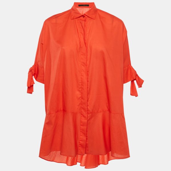 CH Carolina Herrera Red Cotton Oversized Blouse XS