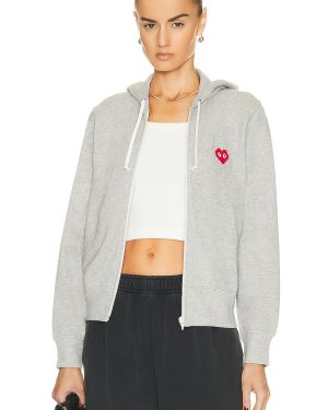 COMME des GARCONS PLAY Invader Hooded Sweatshirt in Grey - Light Grey. Size XS (also in ).