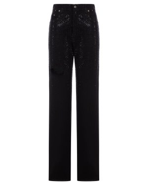 COTTON DENIM JEANS WITH DEGRADED EFFECT CRYSTALS - Golden Goose Deluxe Brand - Woman
