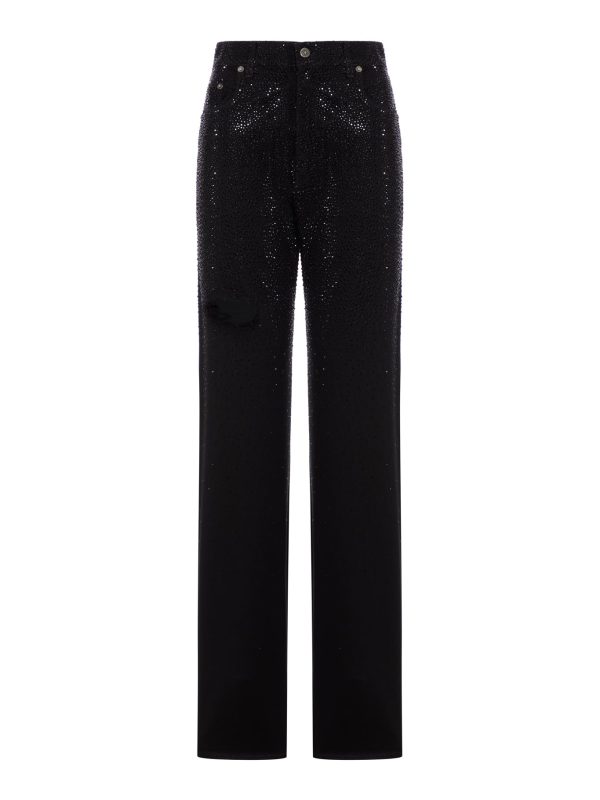 COTTON DENIM JEANS WITH DEGRADED EFFECT CRYSTALS - Golden Goose Deluxe Brand - Woman