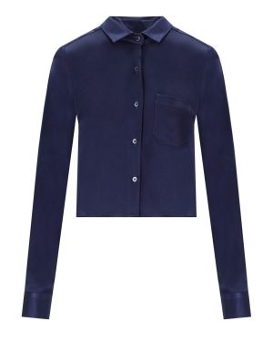 CRUNA DAFNE BLUE CROPPED SHIRT
