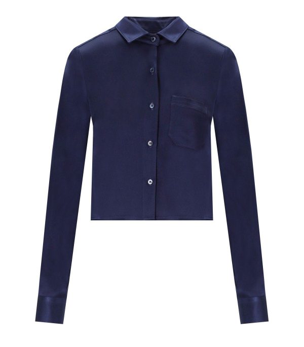 CRUNA DAFNE BLUE CROPPED SHIRT