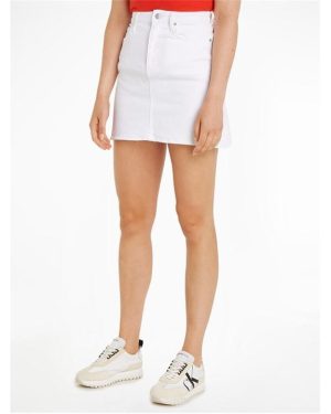 Calvin Klein Jeans Denim Micro Mini Skirt - White