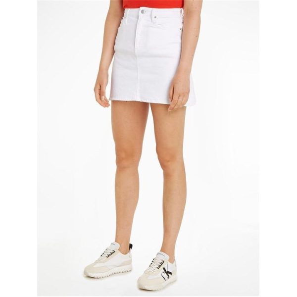 Calvin Klein Jeans Denim Micro Mini Skirt - White