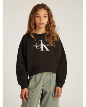 Calvin Klein Jeans GLITTER MONOLOGO CN SWEATSHIRT - Black