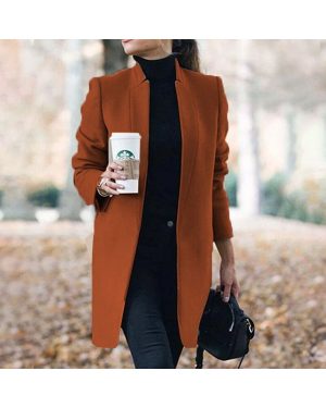 (Caramel, XL) Fashion Womens Overcoat Trench Coat Ladies Solid Color Winter Warm Long Jacket