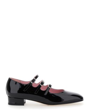 Carel kina Black Mary Janes With Straps And Block Heel In Patent Leather Woman