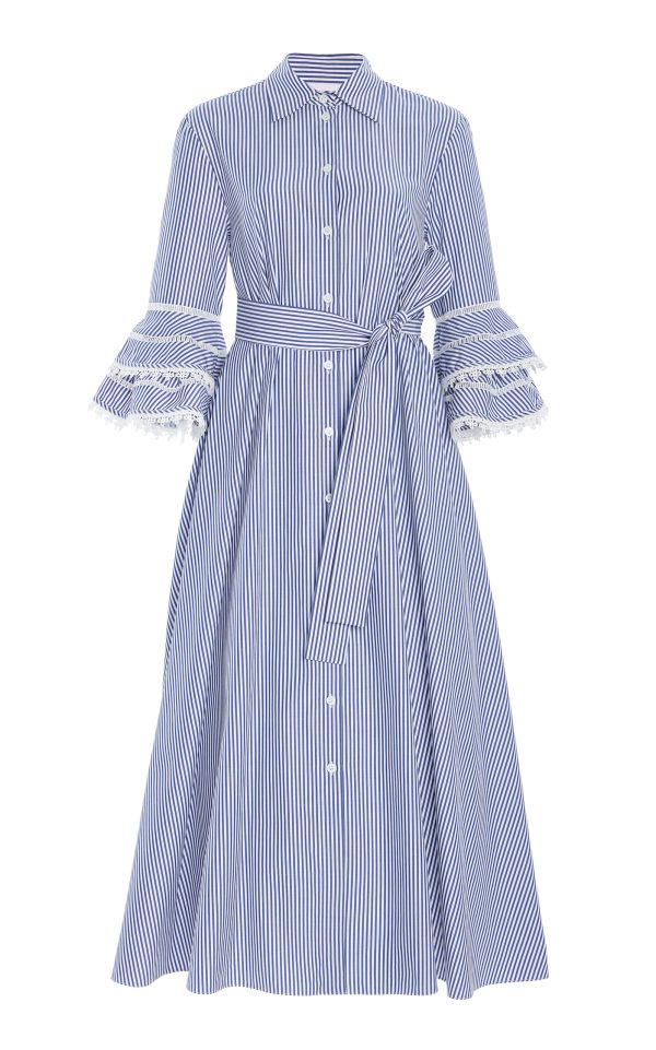 Carolina Herrera - Embroidered Cotton Midi Shirt Dress - White - US 24 - Moda Operandi