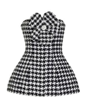 Carolina Herrera - Houndstooth Tweed Peplum Top - Black/white - US 8 - Moda Operandi