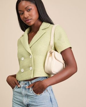 Cassiana Lime Green Double-Breasted Short Sleeve Blazer