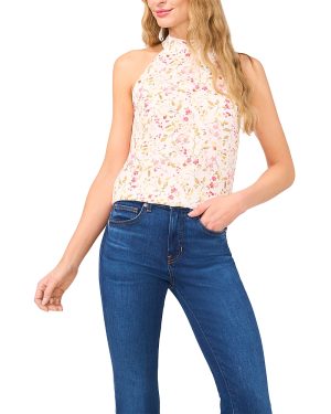CeCe Floral Halter Neck Top