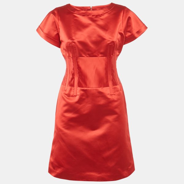 Celine Red Satin Corset Mini Dress M