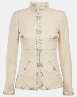 Chanel Beige Boucle Lurex Detail Jacket S