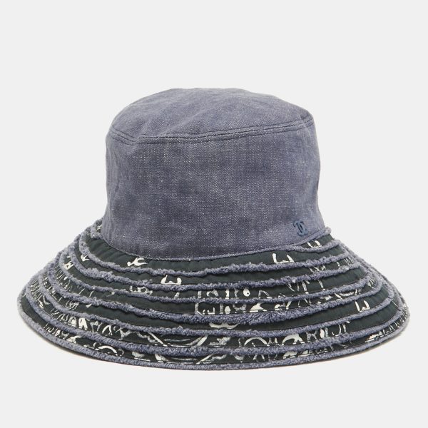 Chanel Blue Denim Patchwork Bucket Hat Size 57