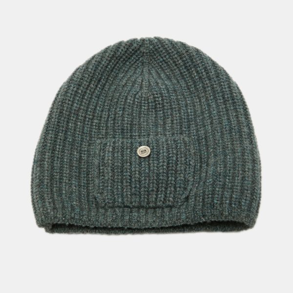 Chanel Grey Rib Knit Pocket Detail Beanie
