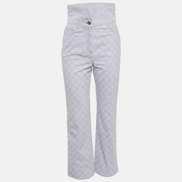 Chanel Light Purple Diamond Embroidered Jeans S Waist 28"