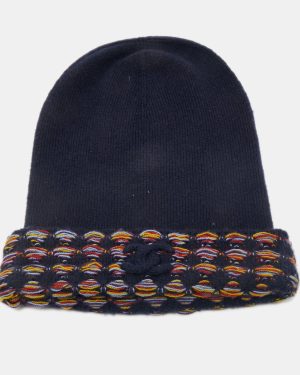 Chanel Navy Blue Cashmere Blend Beanie