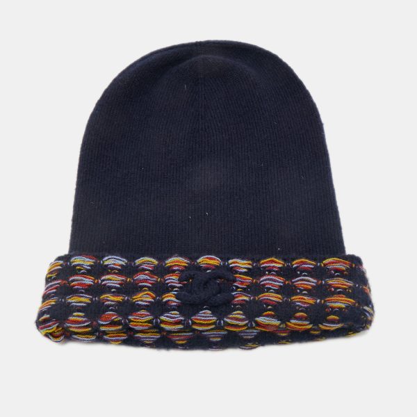 Chanel Navy Blue Cashmere Blend Beanie