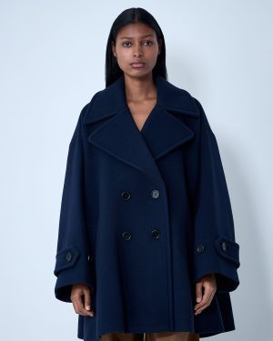 Chlo Double-breasted Wool-blend Coat - Woman Coats Navy Fr - 34