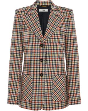Chlo - Houndstooth Cotton Blazer - Multi - FR 40 - Moda Operandi