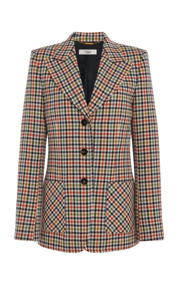 Chlo - Houndstooth Cotton Blazer - Multi - FR 40 - Moda Operandi