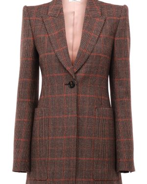 Chlo - Long Checked-Wool Blazer - Brown - FR 40 - Moda Operandi