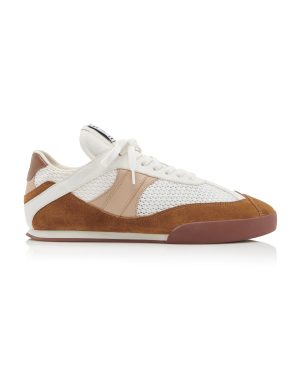 Chlo - Low-Top Leather-Mesh Sneakers - Tan - IT 37 - Moda Operandi