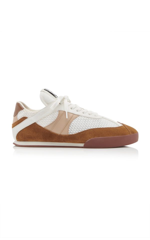 Chlo - Low-Top Leather-Mesh Sneakers - Tan - IT 37 - Moda Operandi