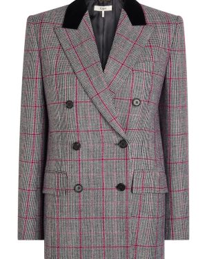 Chloe Checked Double-breasted Wool Blazer - Black And White - 36 (UK8 / S)