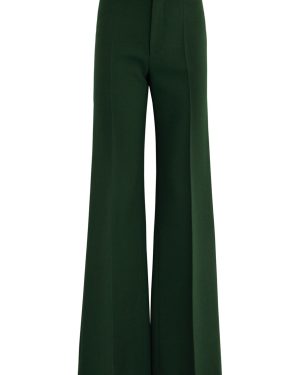 Chloe Flared Wool Trousers - Green - 34 (UK6 /xs)