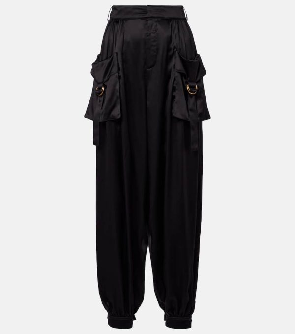 Chloe High-rise silk satin cargo pants