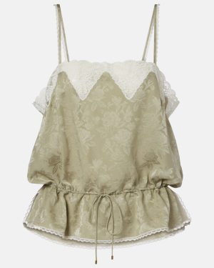 Chloe Jacquard lace-trimmed silk camisole