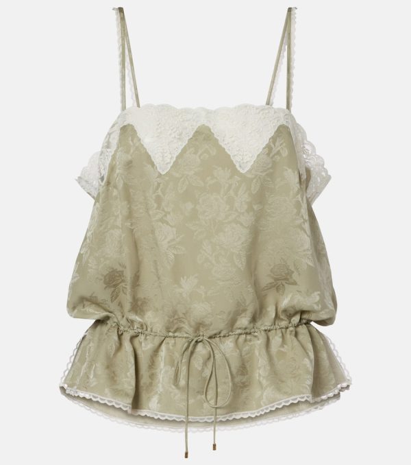 Chloe Jacquard lace-trimmed silk camisole
