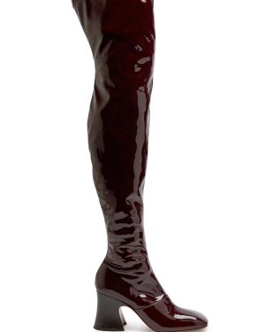 Chloe Janis Glossed-leather Over-the-knee Boots - Burgundy - 40 (IT40 / UK7)