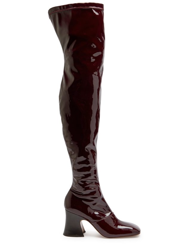 Chloe Janis Glossed-leather Over-the-knee Boots - Burgundy - 40 (IT40 / UK7)