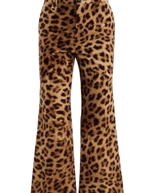 Chloe Leopard-print Cropped Velvet Trousers - Brown - 38 (UK10 / S)
