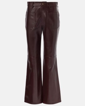 Chloe Mid-rise leather flared pants