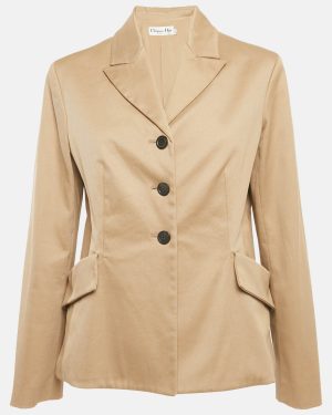 Christian Dior Beige Gabardine Single Breasted Blazer L