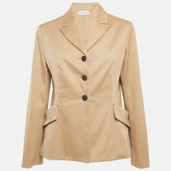 Christian Dior Beige Gabardine Single Breasted Blazer L