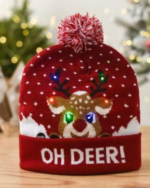 Christmas LED Hat Soft and Comfortable Beanie Knitted Hat with Colored LED Light