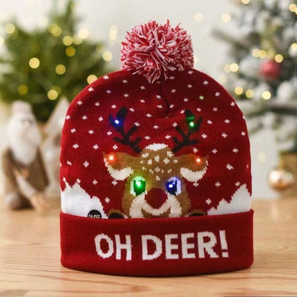 Christmas LED Hat Soft and Comfortable Beanie Knitted Hat with Colored LED Light