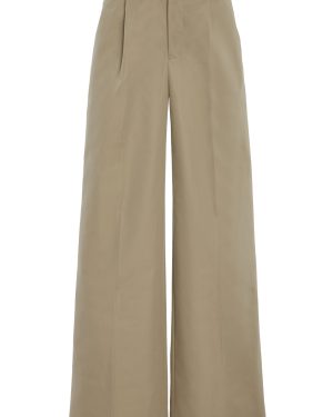 Christopher Esber - Leather-Detailed Cotton Wide-Leg Trousers - Neutral - AU 8 - Moda Operandi