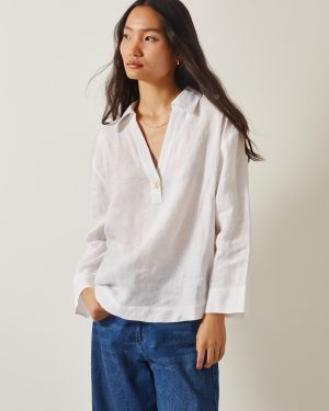 Clover Linen Button Blouse White