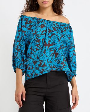Cobalt Printed Bardot Top