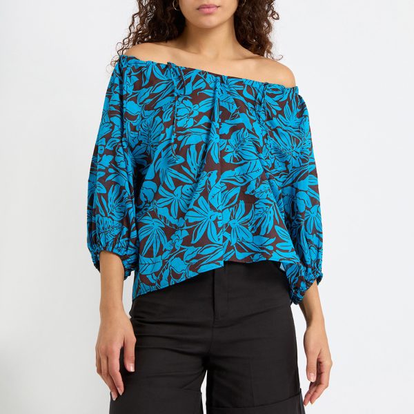 Cobalt Printed Bardot Top