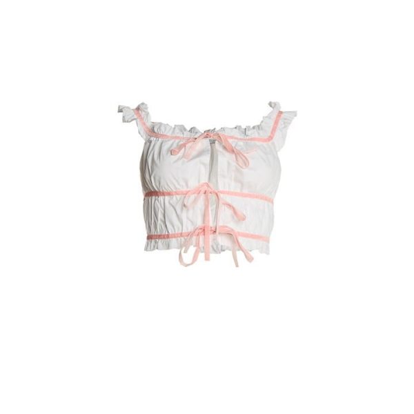 Collective The Label The Label White Lace-Up Crop-Top