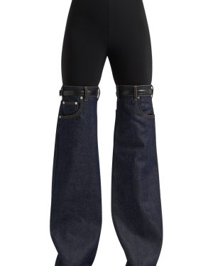 Coperni Flared Denim and Stretch-jersey Trousers - Black - 10